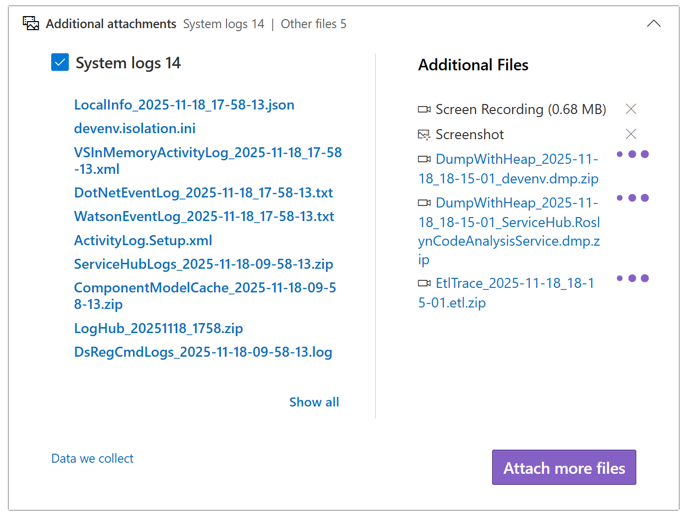 Screenshot that shows the attached files.