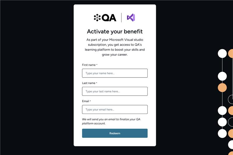Screenshot of the Cloud Academy registration form and the Redeem button highlighted.