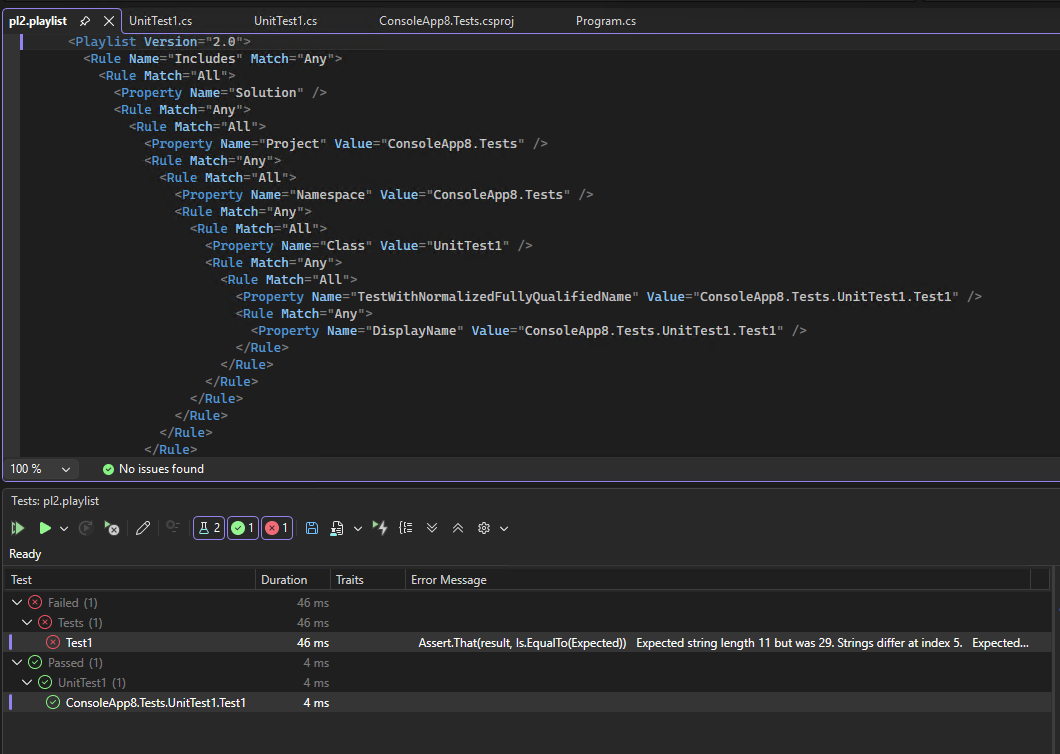 Screenshot that shows the contents of a playlist XML file.