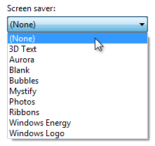 screen shot of drop-down list with none selected