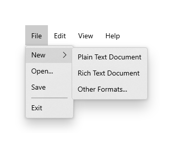 Example of a menu bar