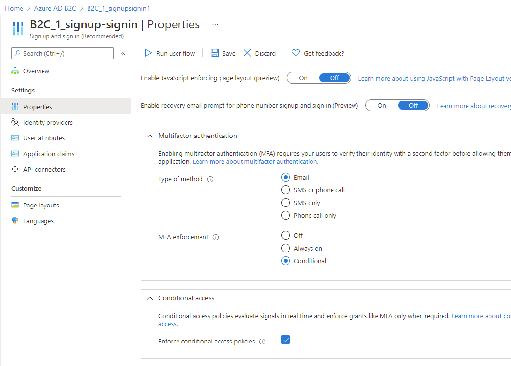 Configurar MFA y acceso condicional en propiedades