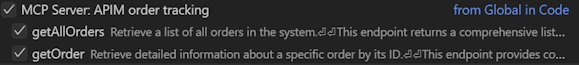 Captura de pantalla de selección de herramientas en Visual Studio Code.