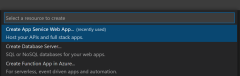 Recorte de pantalla del cuadro de diálogo de VS Code usa para seleccionar Crear una nueva aplicación web.