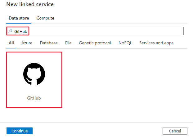 Captura de pantalla del conector de GitHub.