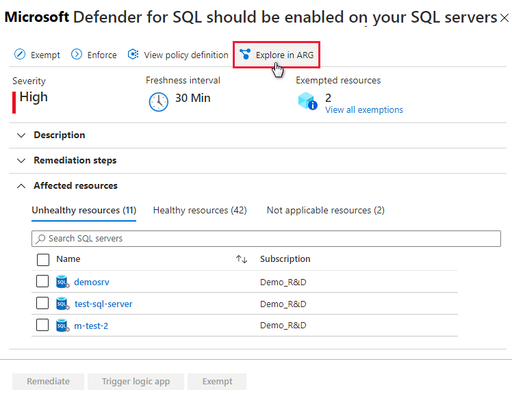 Explore en Azure Resource Graph.