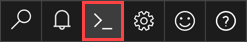 Captura de pantalla del botón de Cloud Shell en la parte superior derecha del portal de Azure.