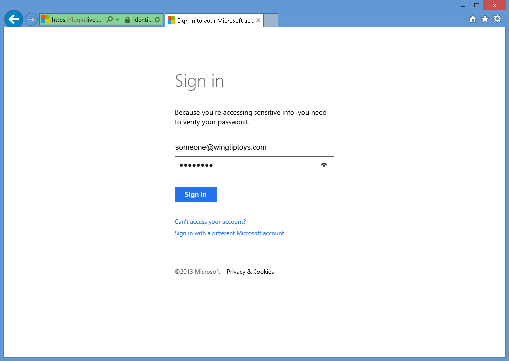 imagen de la página de inicio de sesión de Microsoft