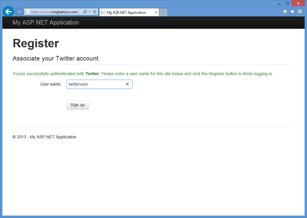 imagen de la cuenta de Twitter para asociar en la aplicación web