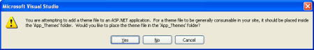 Permitir que Visual Studio cree la carpeta App_Theme