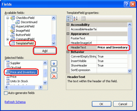 Agregar un nuevo templateField al control DetailsView