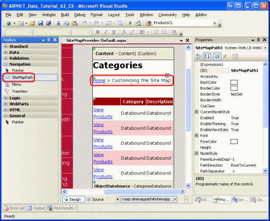 Agregar un SiteMapPath en Default.aspx