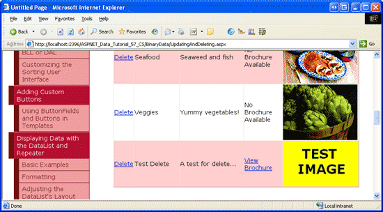 Después de insertar la categoría de prueba, se muestra en GridView.