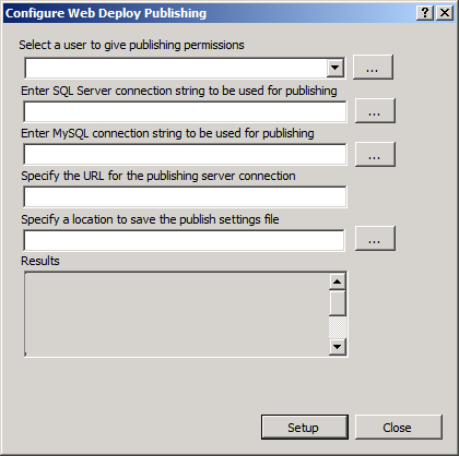En el cuadro de diálogo Configurar publicación de Web Deploy, haga clic en Configuración.