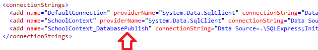 cadena de conexión de Database_Publish
