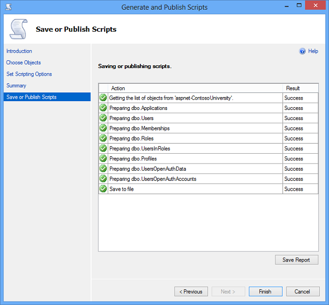 Script de SSMS creado