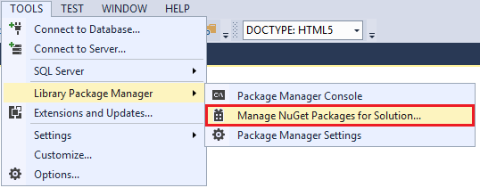 control de errores de ASP.NET: administración de paquetes NuGet para la solución