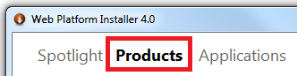 Pestaña Productos de WebPI