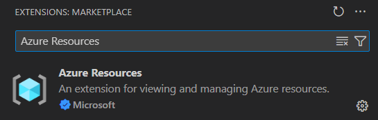 Captura de pantalla que muestra la extensión de Recursos de Azure.