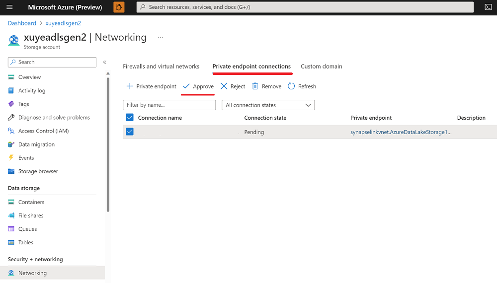 Recorte de pantalla de un nuevo punto de conexión privado 3 del servicio vinculado de base de datos Azure SQL Server&nbsp;2022.