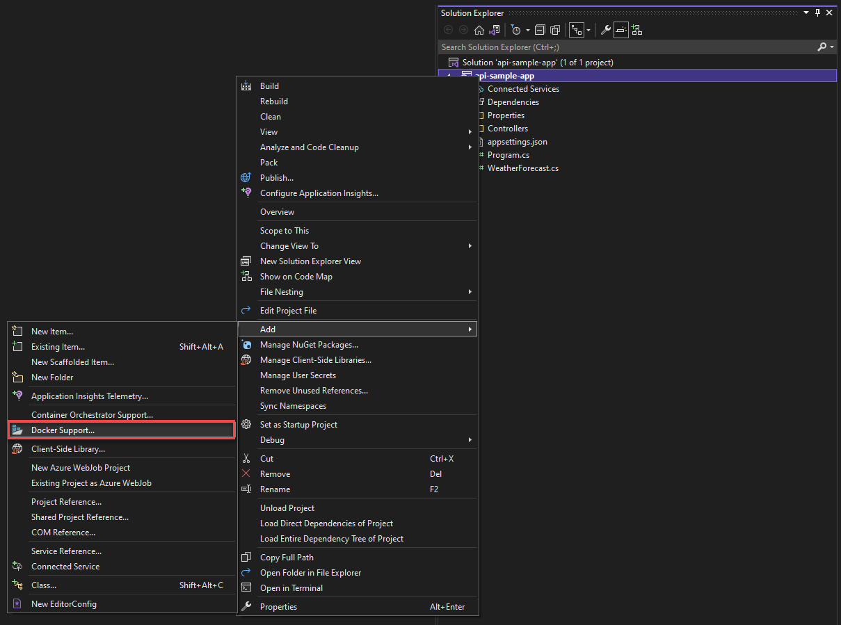 Adición de compatibilidad con Docker en Visual Studio