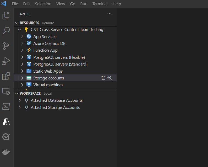 Captura de pantalla de Visual Studio Code que muestra la vista de recursos de extensión.