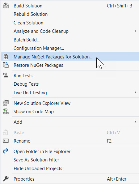 Administración de paquetes de NuGet