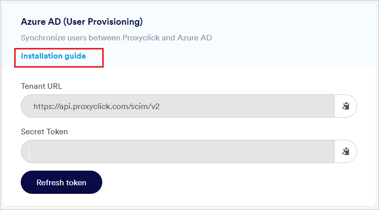 Diagrama que muestra Proxyclick Create Token.