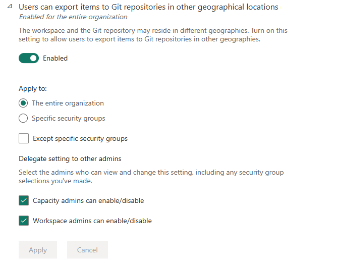 Captura de pantalla del interruptor multigeográfico habilitado.