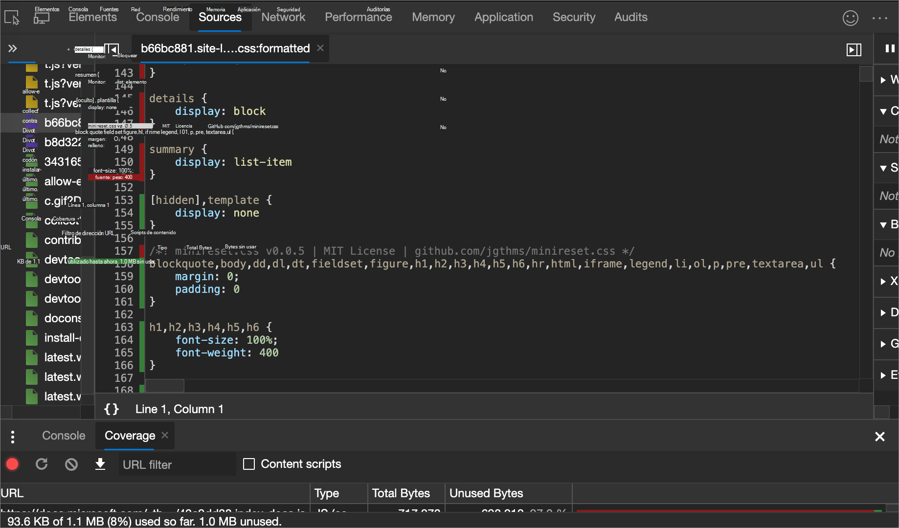 Un desglose línea a línea de CSS usado y sin usar
