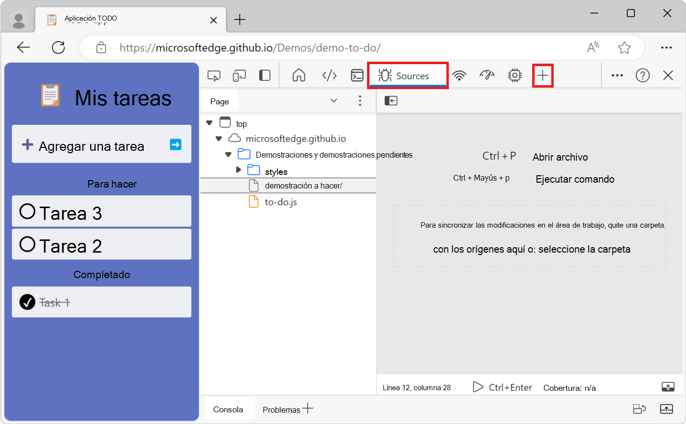 La herramienta Orígenes con la pestaña Página abierta a la izquierda