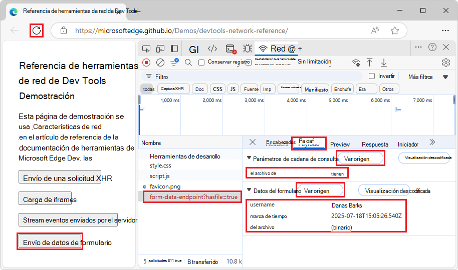 Los botones Ver origen