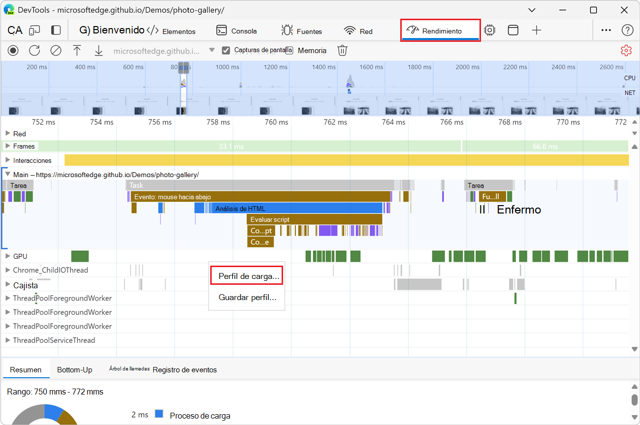 El elemento de menú 