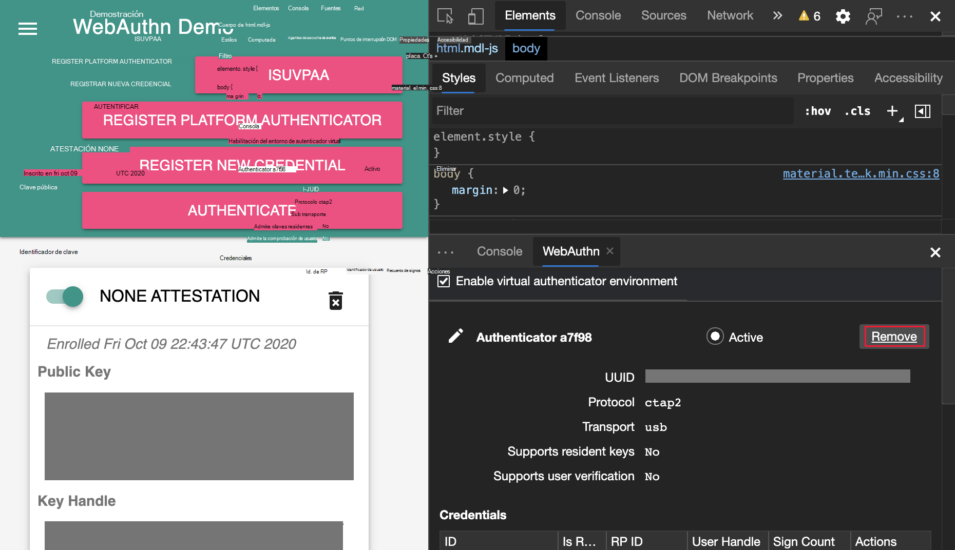 Eliminación de un autenticador