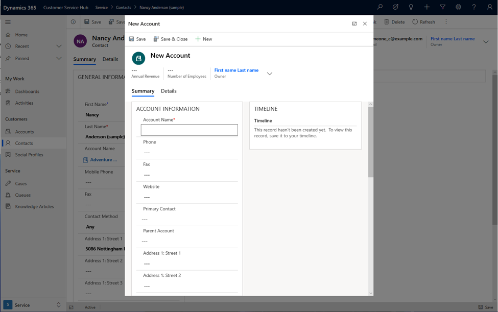 Abra un nuevo registro.
