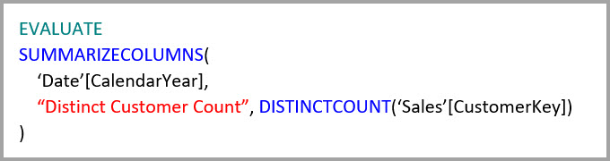 Consulta de agregación con DISTINCTCOUNT