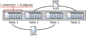 Páginas del Mapa de asignación de índices (IAM) que administran extensiones