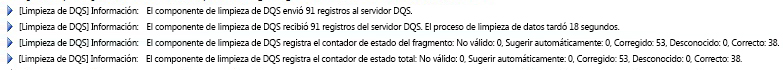 Resultados de la ventana de progreso