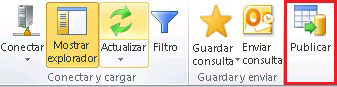 Excel - Botón Publicar en la pestaña de datos maestros