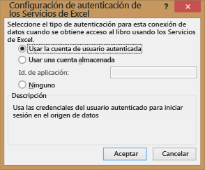 configuración de autenticación de excel services