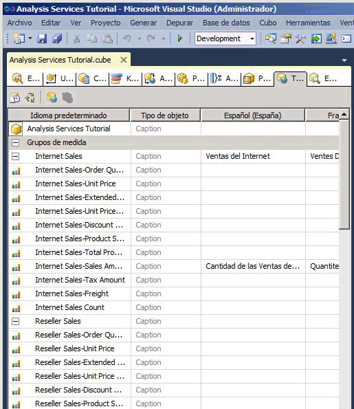 Idioma predeterminado en la pestaña Traducciones