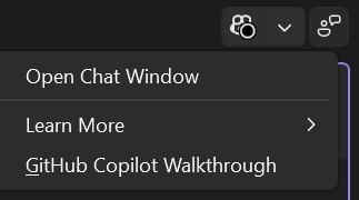 Captura de pantalla del distintivo de Copilot de GitHub en Visual Studio.