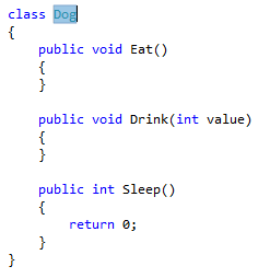 Captura de pantalla del código resaltado para Extraer interfaz - C#.
