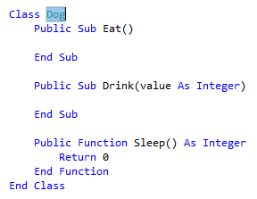 Captura de pantalla del código resaltado: Visual Basic.