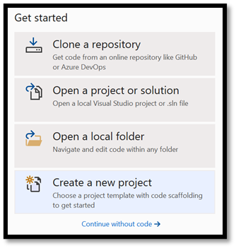 Creación de un nuevo proyecto de Visual Studio