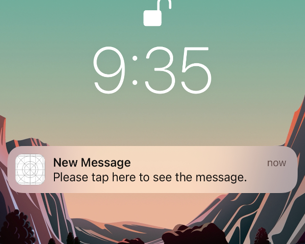 Captura de pantalla de la versión básica de una notificación emergente.
