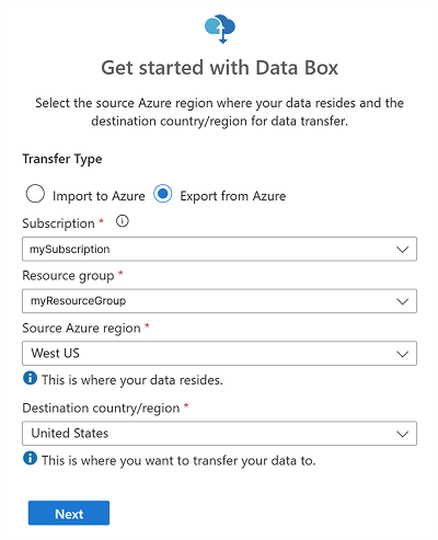 Captura de pantalla que muestra los campos de configuración y los valores asociados para un pedido de exportación.