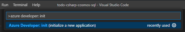 Captura de pantalla de la opción para inicializar una nueva aplicación.