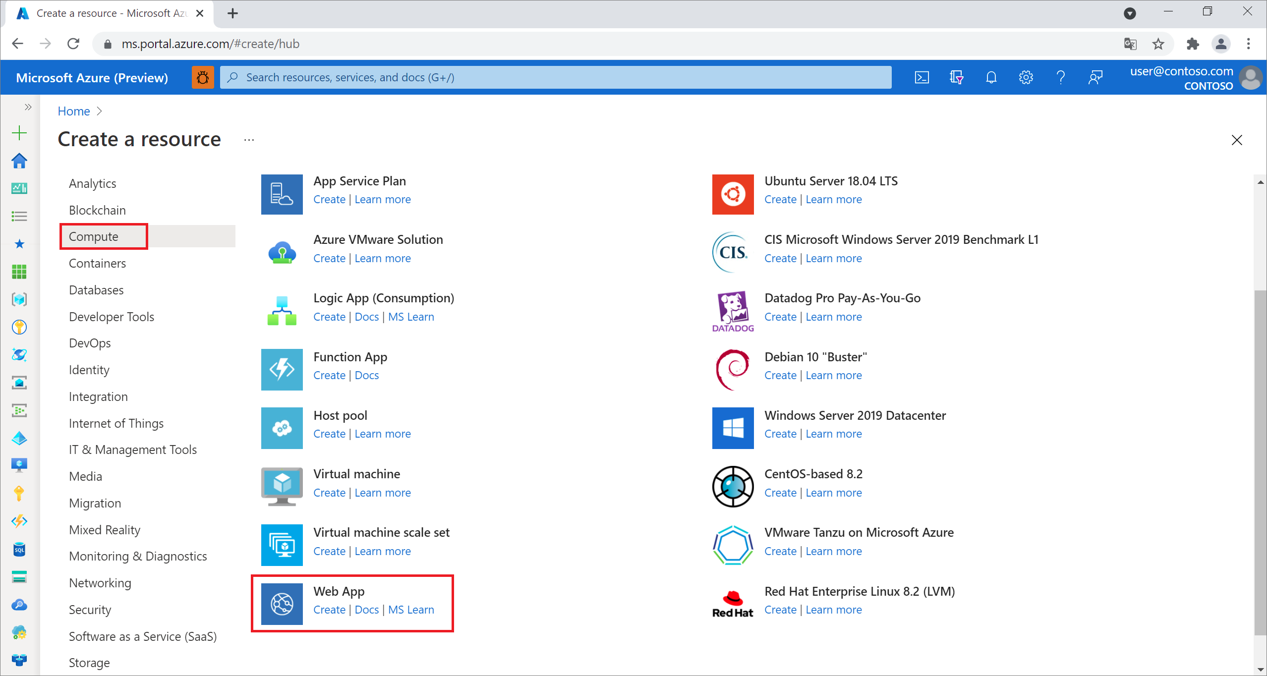 Crear una aplicación web en Azure Portal