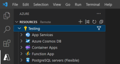 Captura de pantalla en la que se muestra el aspecto de Azure Tools una vez que ha iniciado sesión.